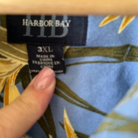 Harbor Bay Blue Bird of Paradise Tropical Print Men's Hawaiian Shirt - Picture 2 of 5